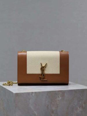 YSL KATE small canvas and plant-tanned leather handbag