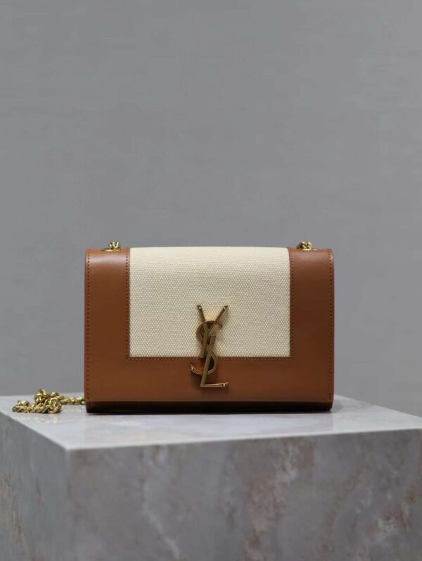 YSL KATE small canvas and plant-tanned leather handbag