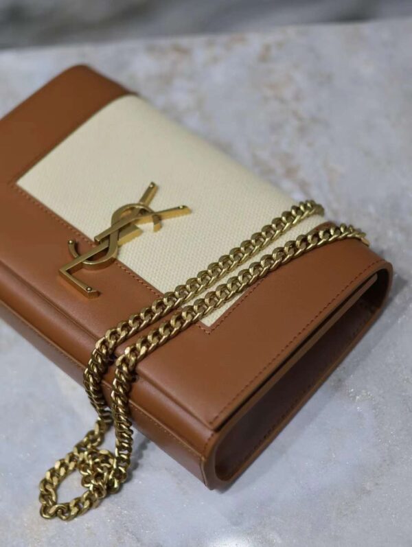 YSL KATE small canvas and plant-tanned leather handbag
